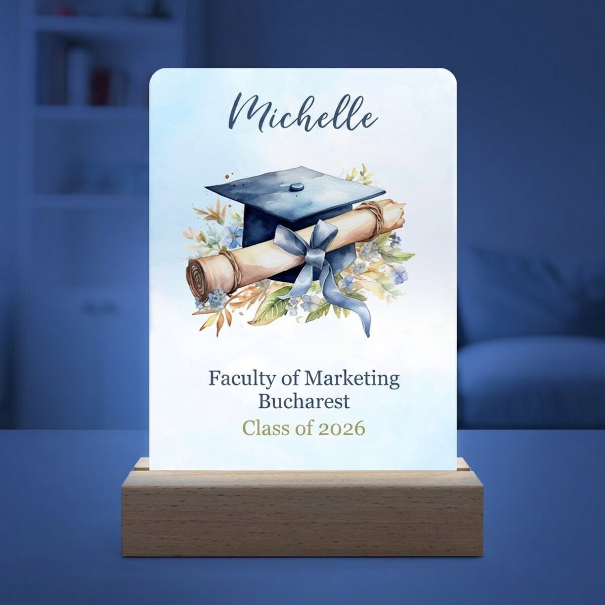 Lámpara LED de noche personalizada con mensaje - Graduación