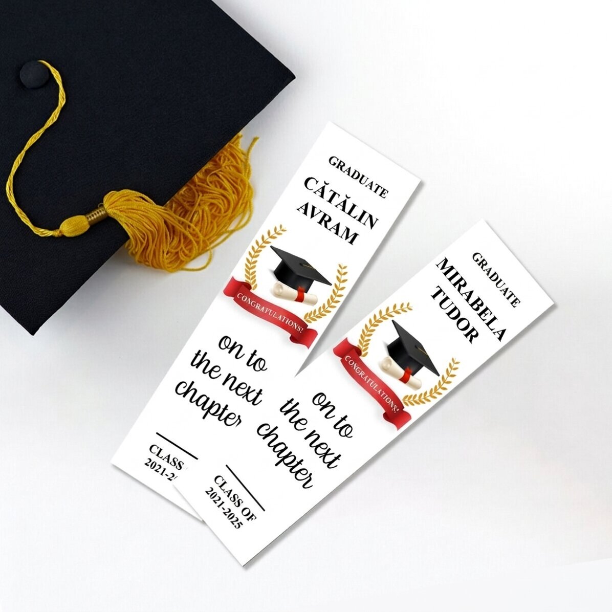 Marcapáginas personalizado con texto: «Graduación»