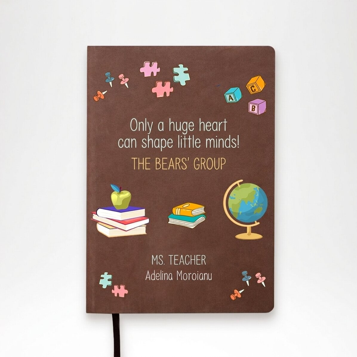 Agenda de piel personalizada a color para educadoras