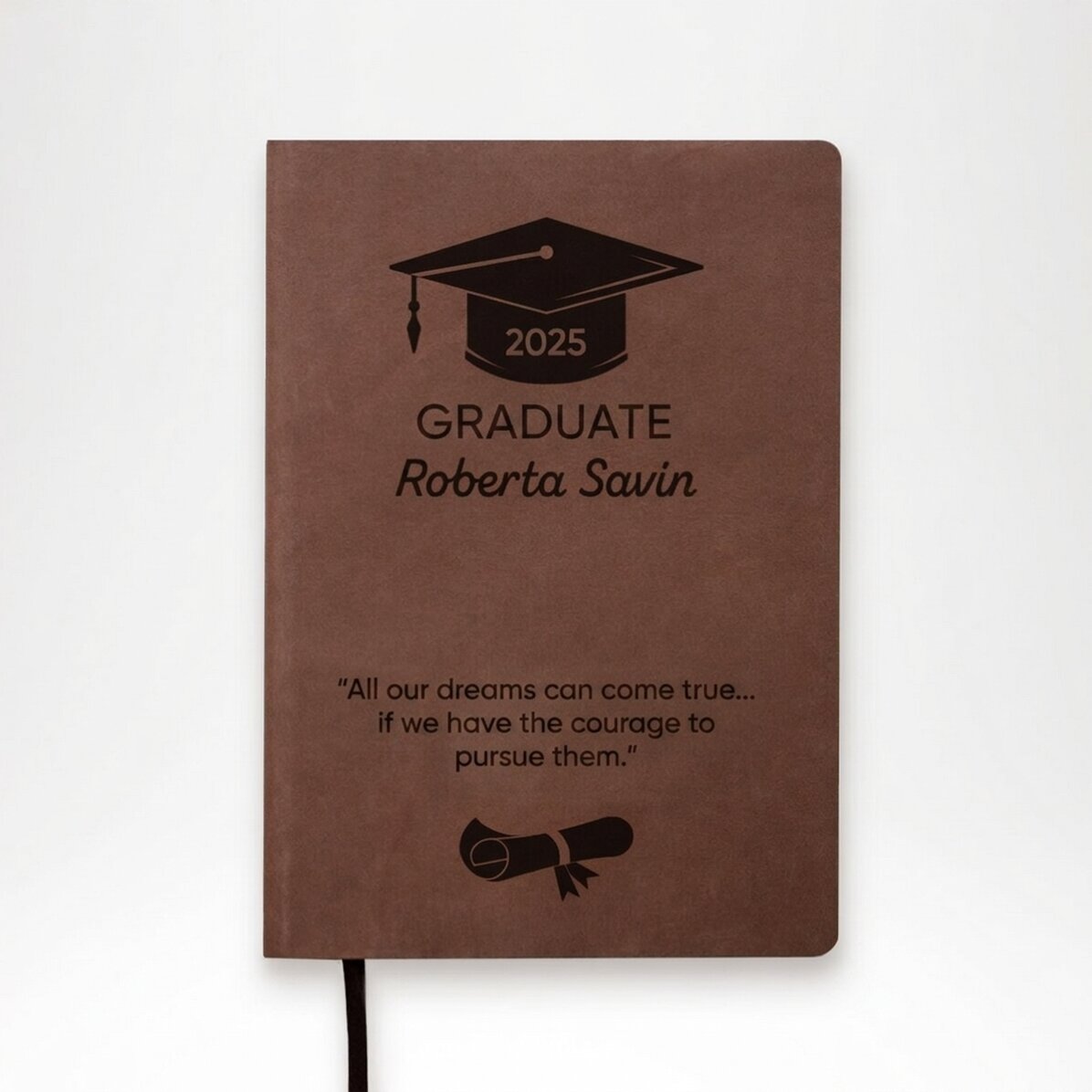 Agenda de piel personalizada con texto - Graduado