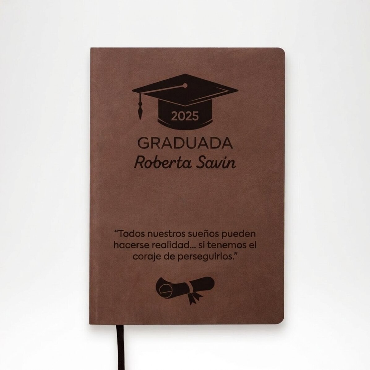 Agenda de piel personalizada con texto - Graduado