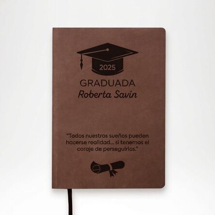 Agenda de piel personalizada con texto - Graduado