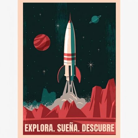 Póster de un cohete espacial