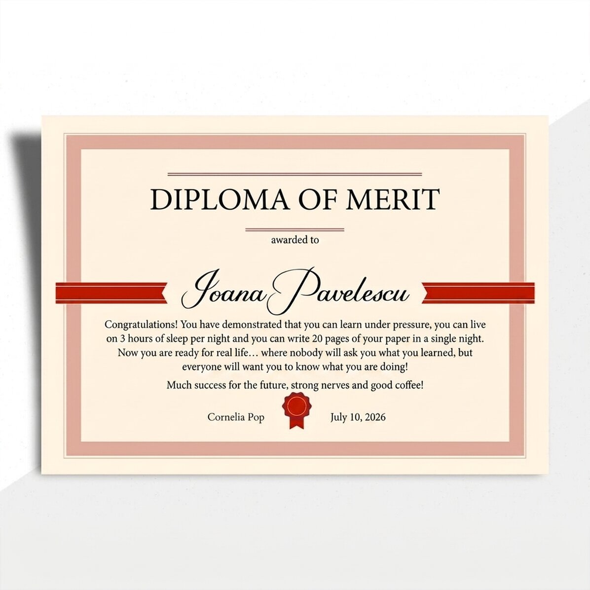 Diploma personalizada con texto - Diploma de mérito