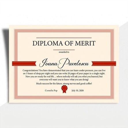 Personalised diploma with text - Diploma of merit