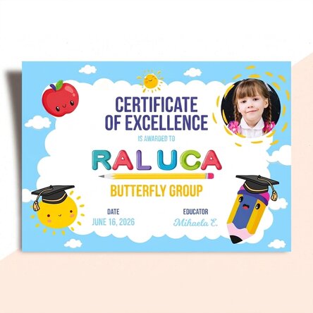 Personalised diploma with text and photo - Diploma of excellence for children