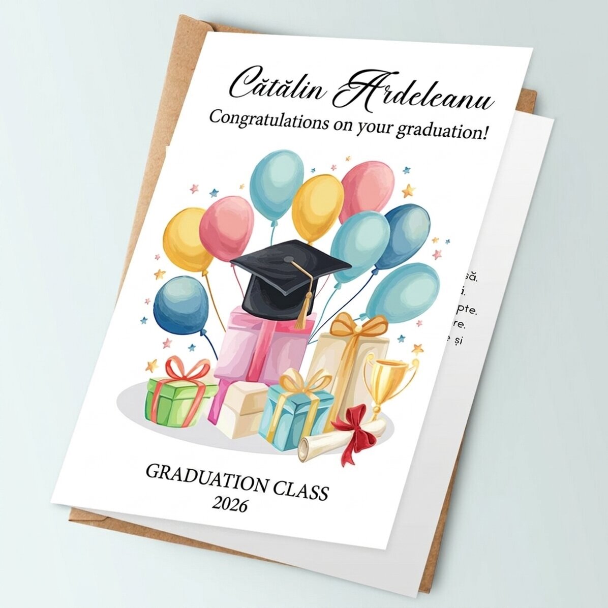 Tarjeta de felicitación personalizada con texto - Tarjetas de felicitación por la graduación