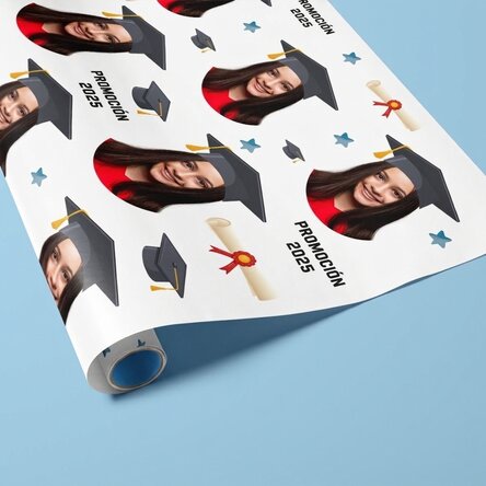 Papel de regalo personalizado con foto y texto - Graduación