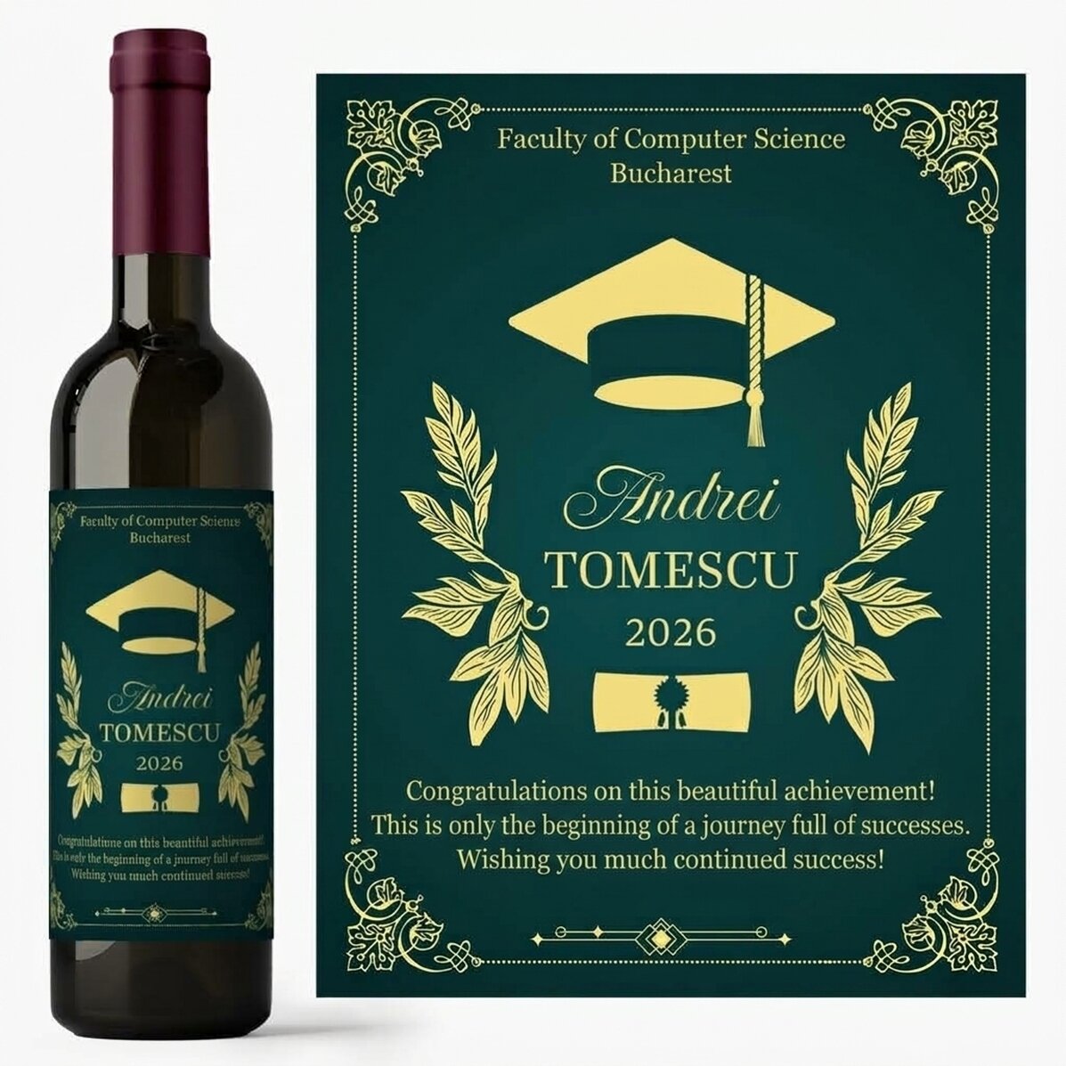 Vino personalizado con mensaje: «Graduado»