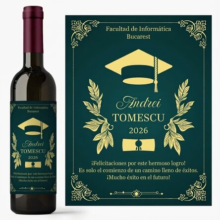 Vino personalizado con mensaje: «Graduado»