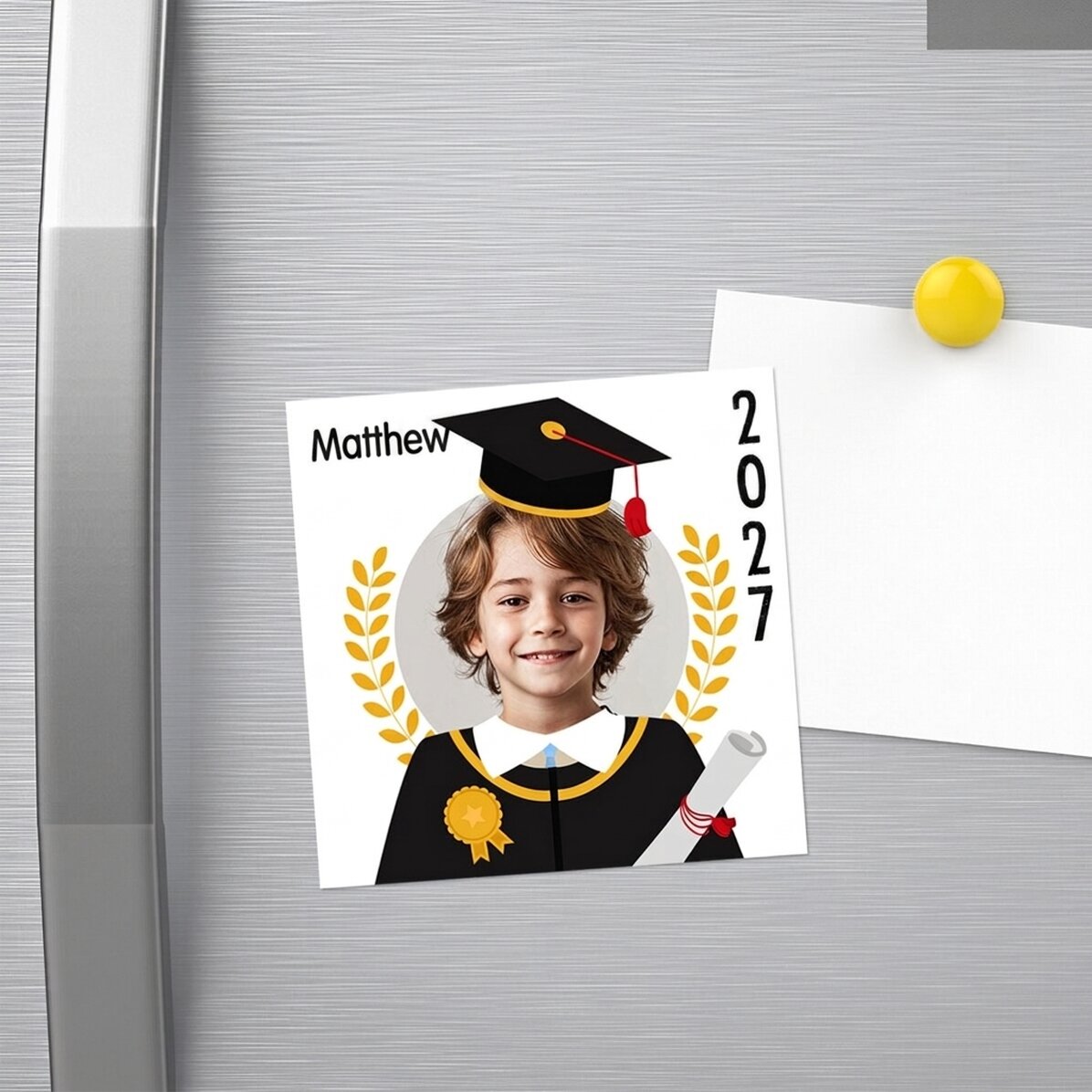 Imán personalizado de 10x10 con foto y mensaje - Graduado