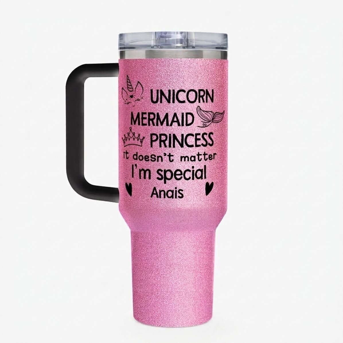 Taza termo con asa y pajita personalizada con el mensaje «I