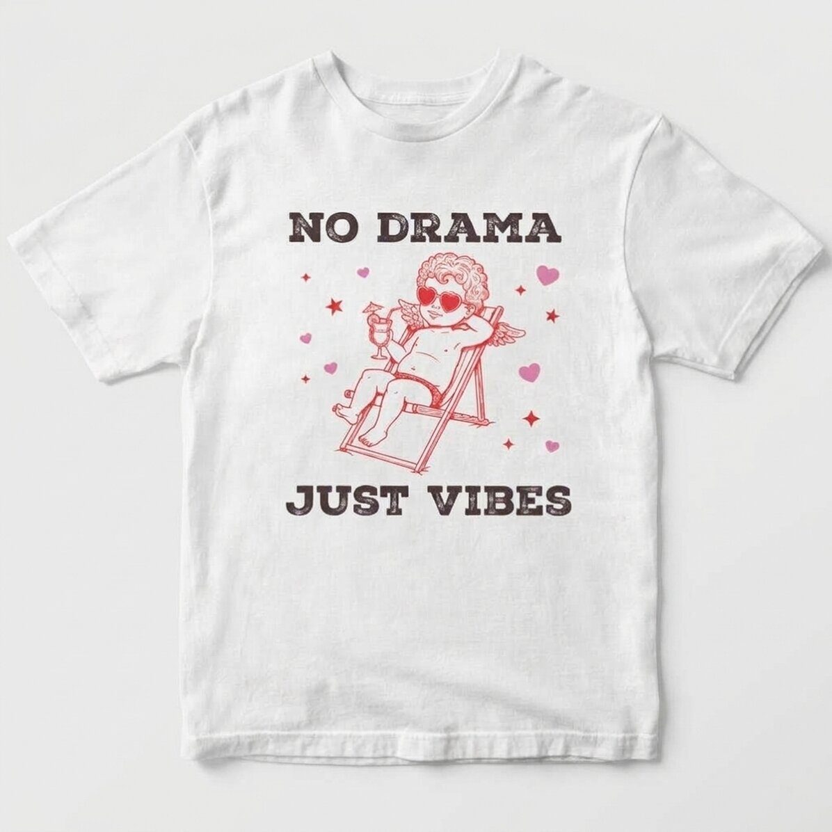 Camiseta de algodón personalizada - «No drama, just vibes»