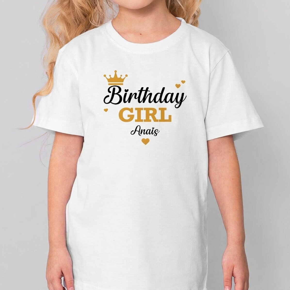 Camiseta de algodón para niños personalizada con mensaje: «Birthday»