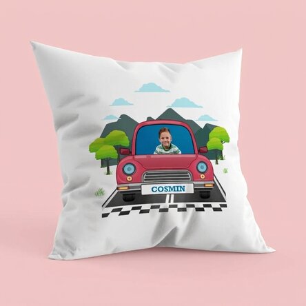 Cojín personalizado con foto y nombre - Coche