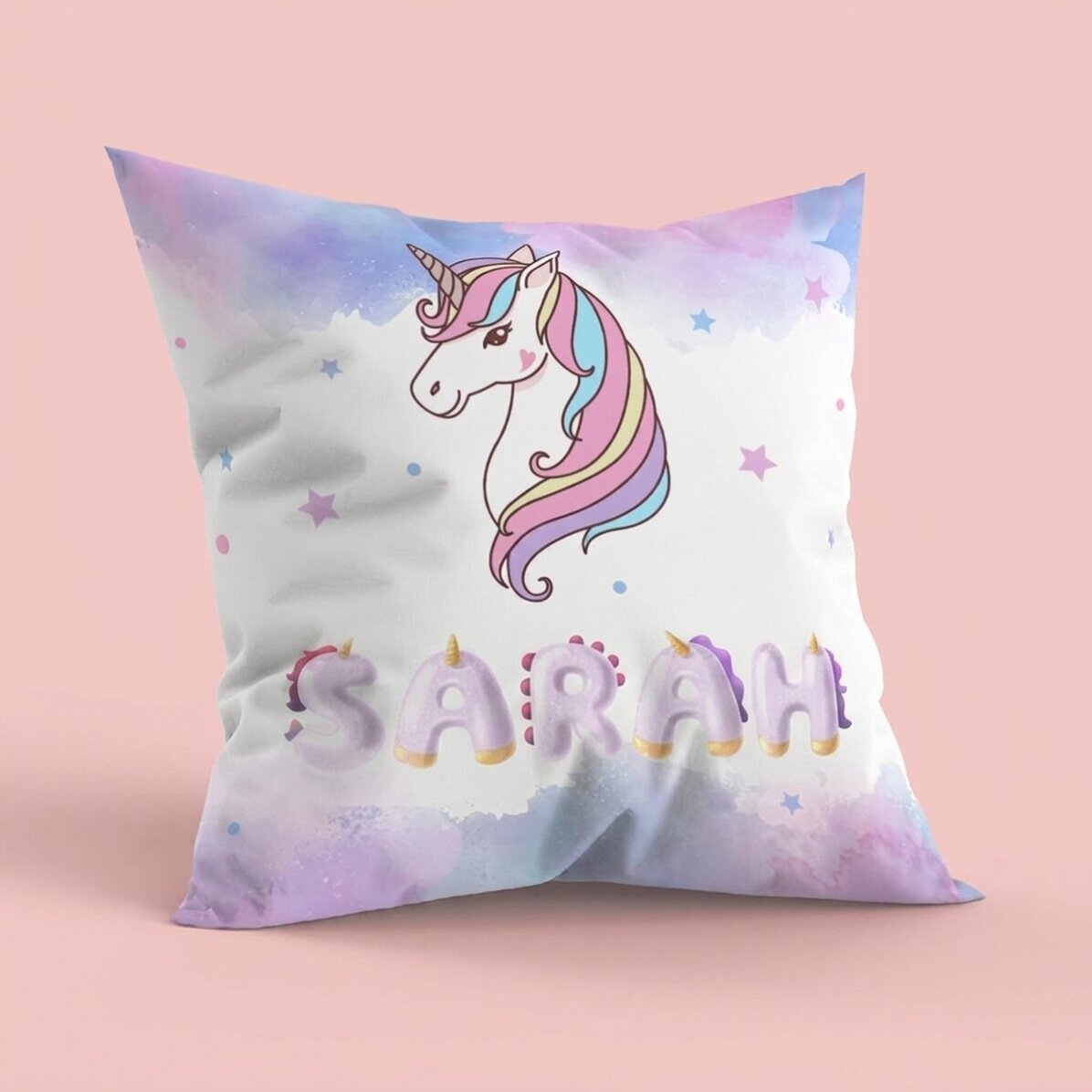 Almohada personalizada con nombre - Unicornio