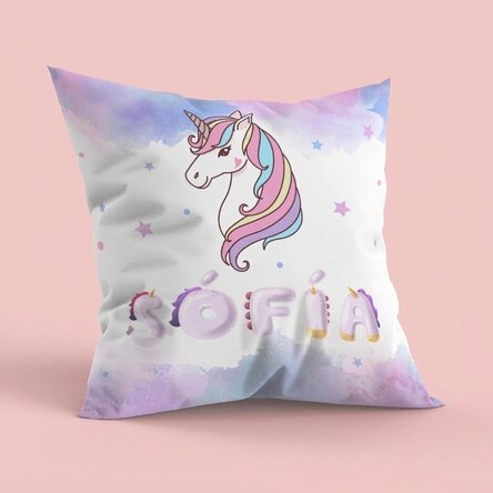 Almohada personalizada con nombre - Unicornio