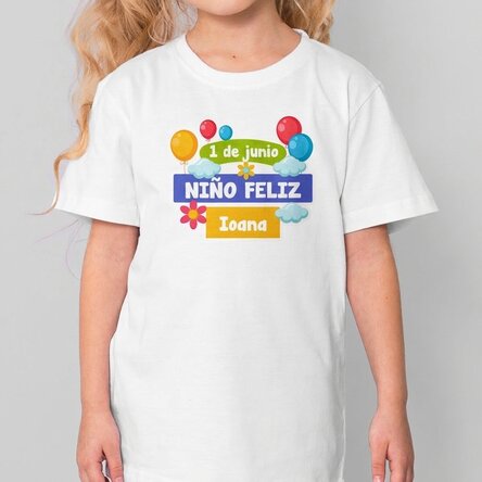 Camiseta de algodón para niños personalizada con mensaje - Día del Niño