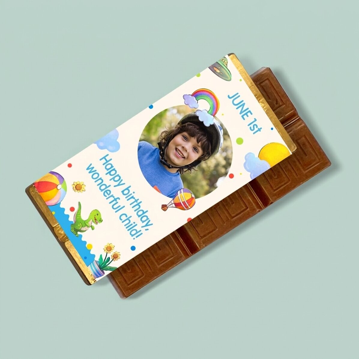 Mini tableta de chocolate personalizada para niños con foto y mensaje - Día del Niño
