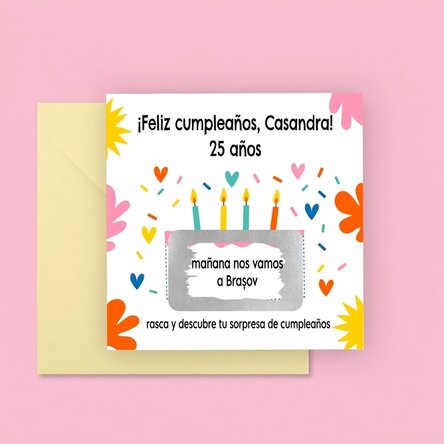 Tarjeta rasca y gana personalizada con mensaje - Cumpleaños