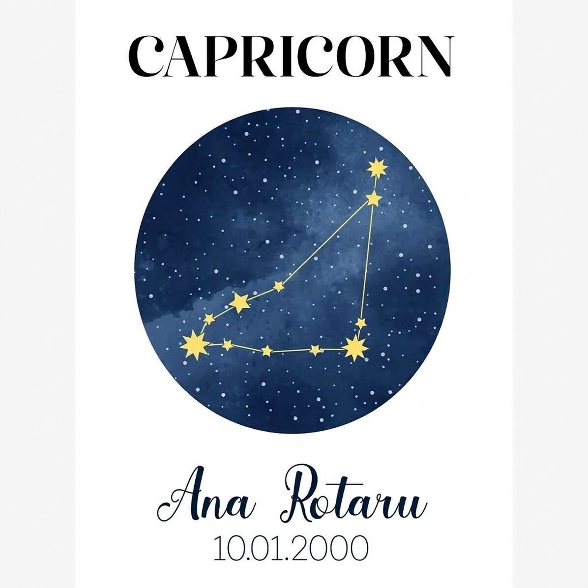 Póster personalizado con texto: la constelación del signo del zodiaco Capricornio