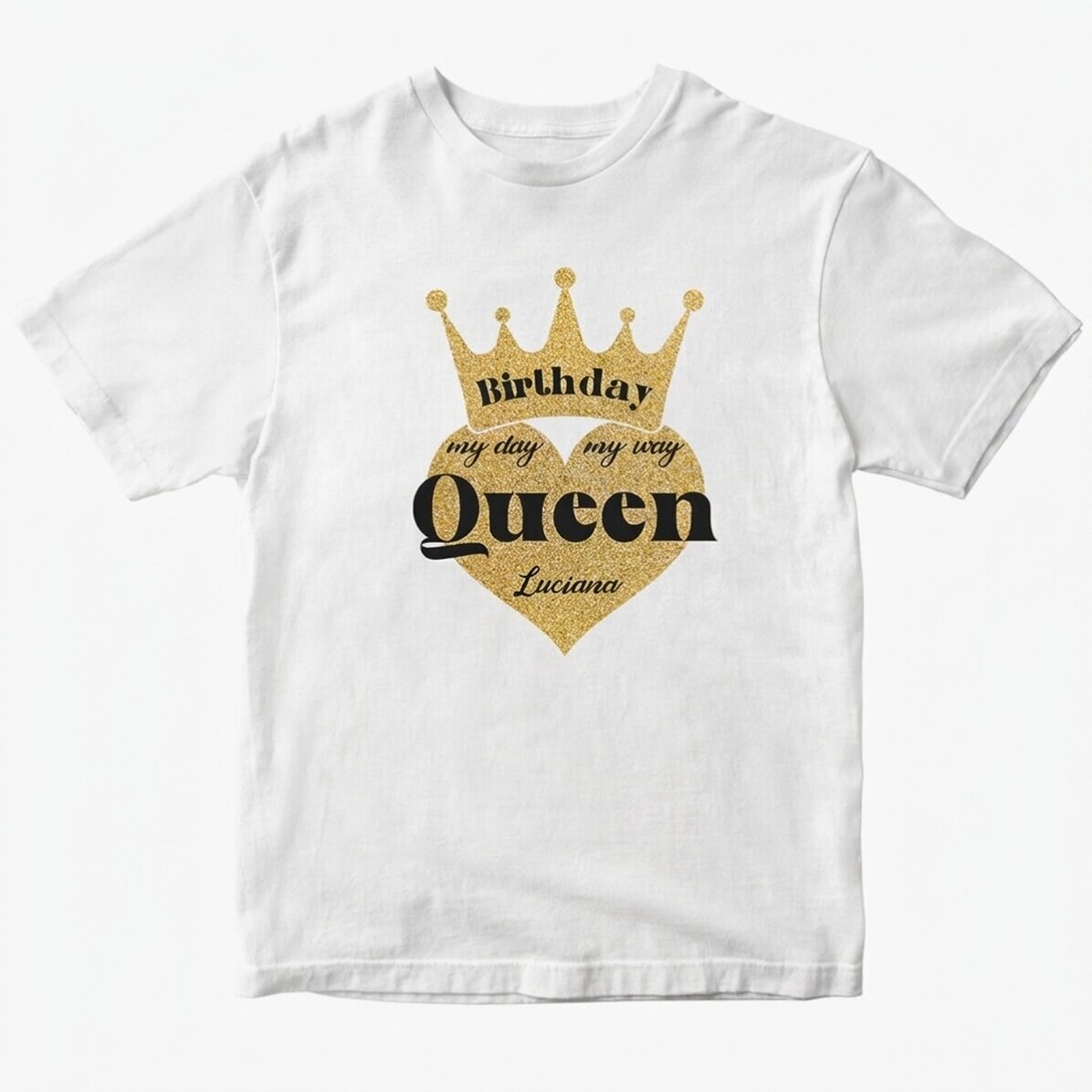 Camiseta de algodón personalizada con texto: «Birthday Queen»