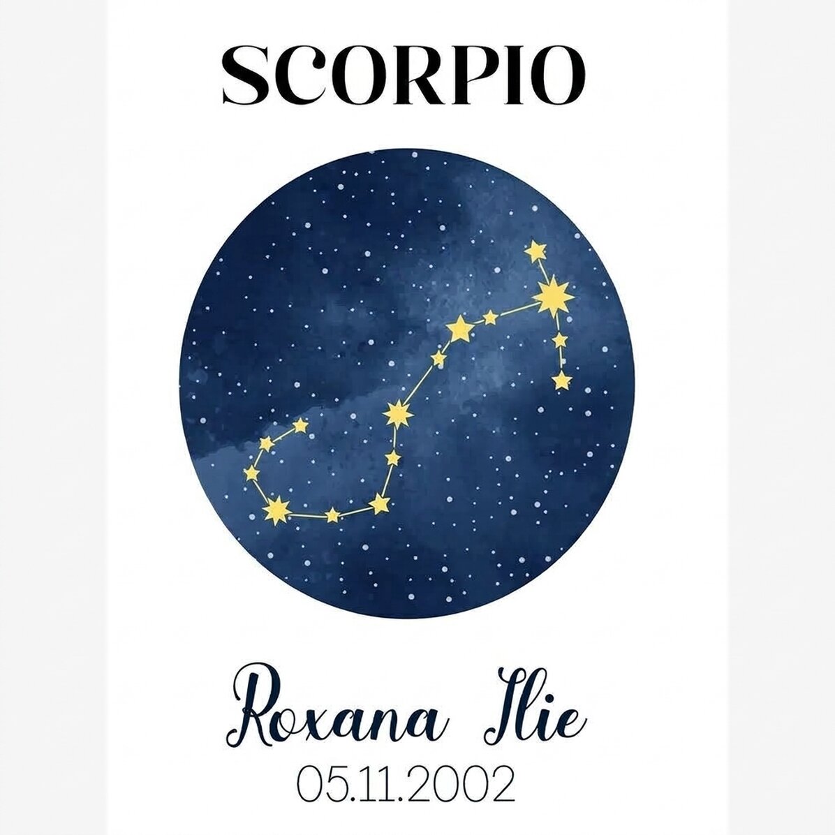 Póster personalizado con texto: la constelación del signo del Escorpión