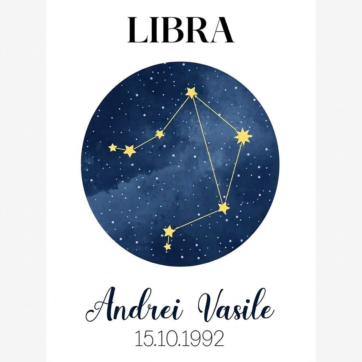 Póster personalizado con texto: la constelación del signo del zodiaco Libra