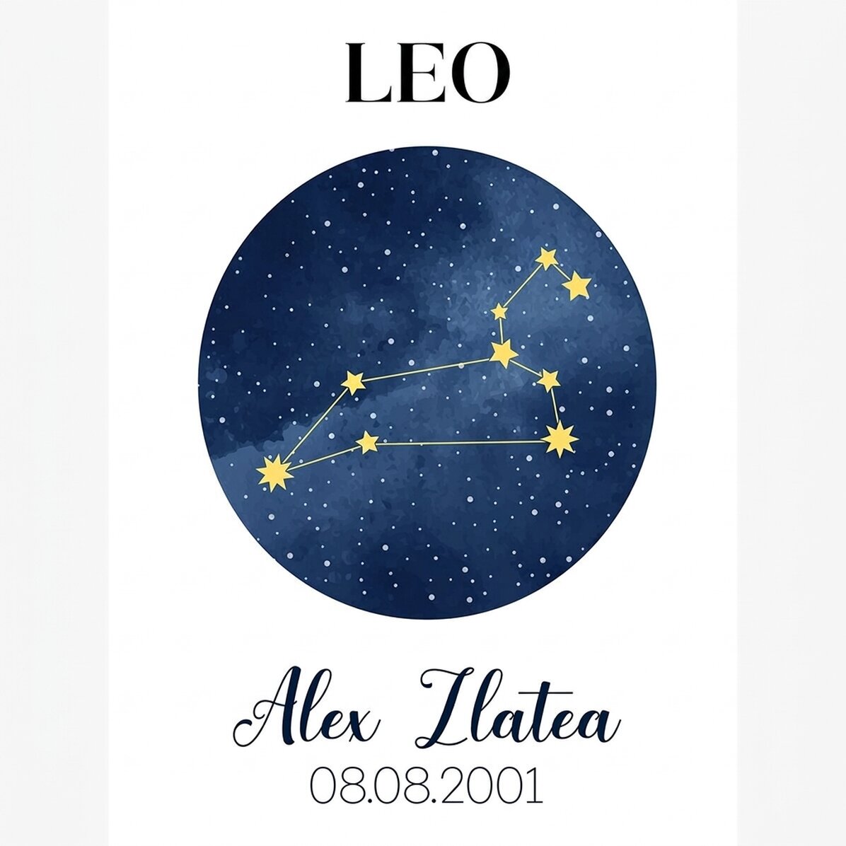 Póster personalizado con texto: la constelación del signo del Leo