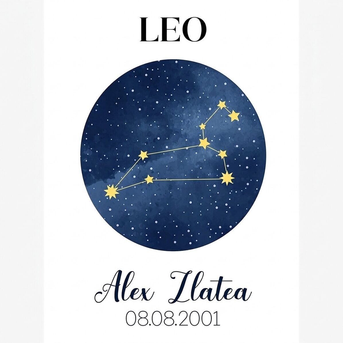 Póster personalizado con texto: la constelación del signo del Leo