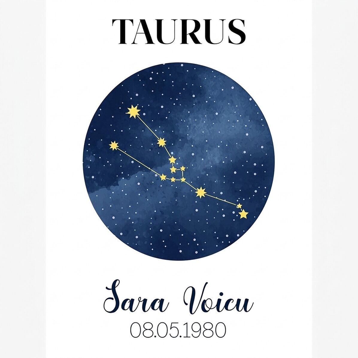 Póster personalizado con texto: la constelación del signo del Tauro