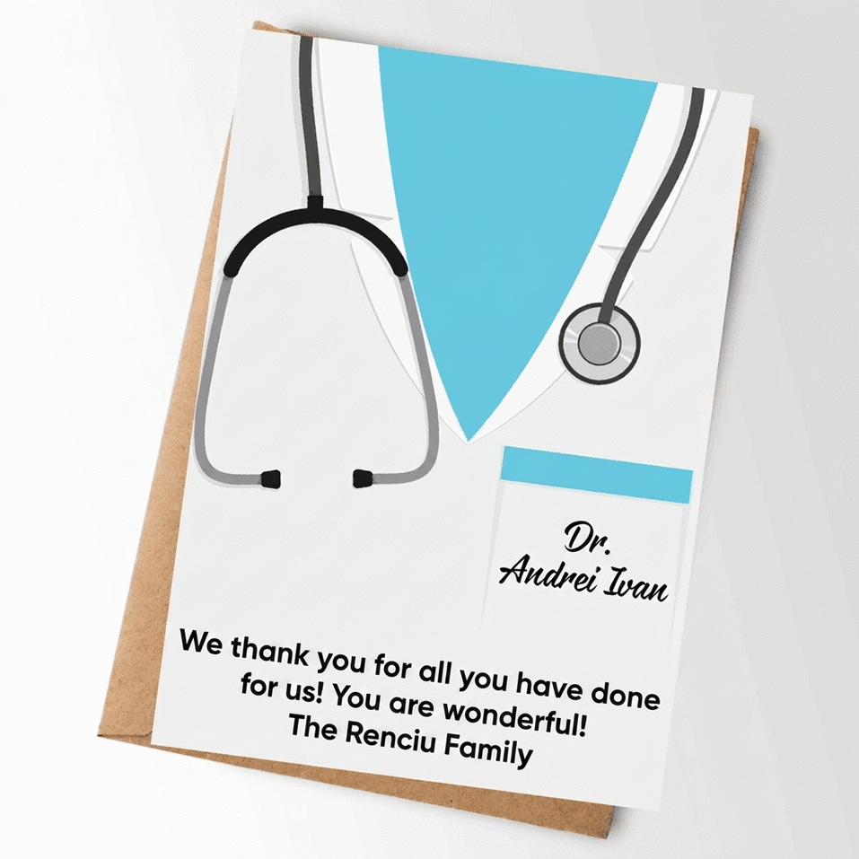Tarjeta personalizada con texto - Para médicos