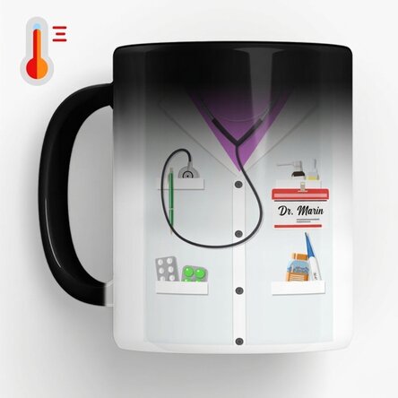 Taza termosensible personalizada con texto - Para médicos