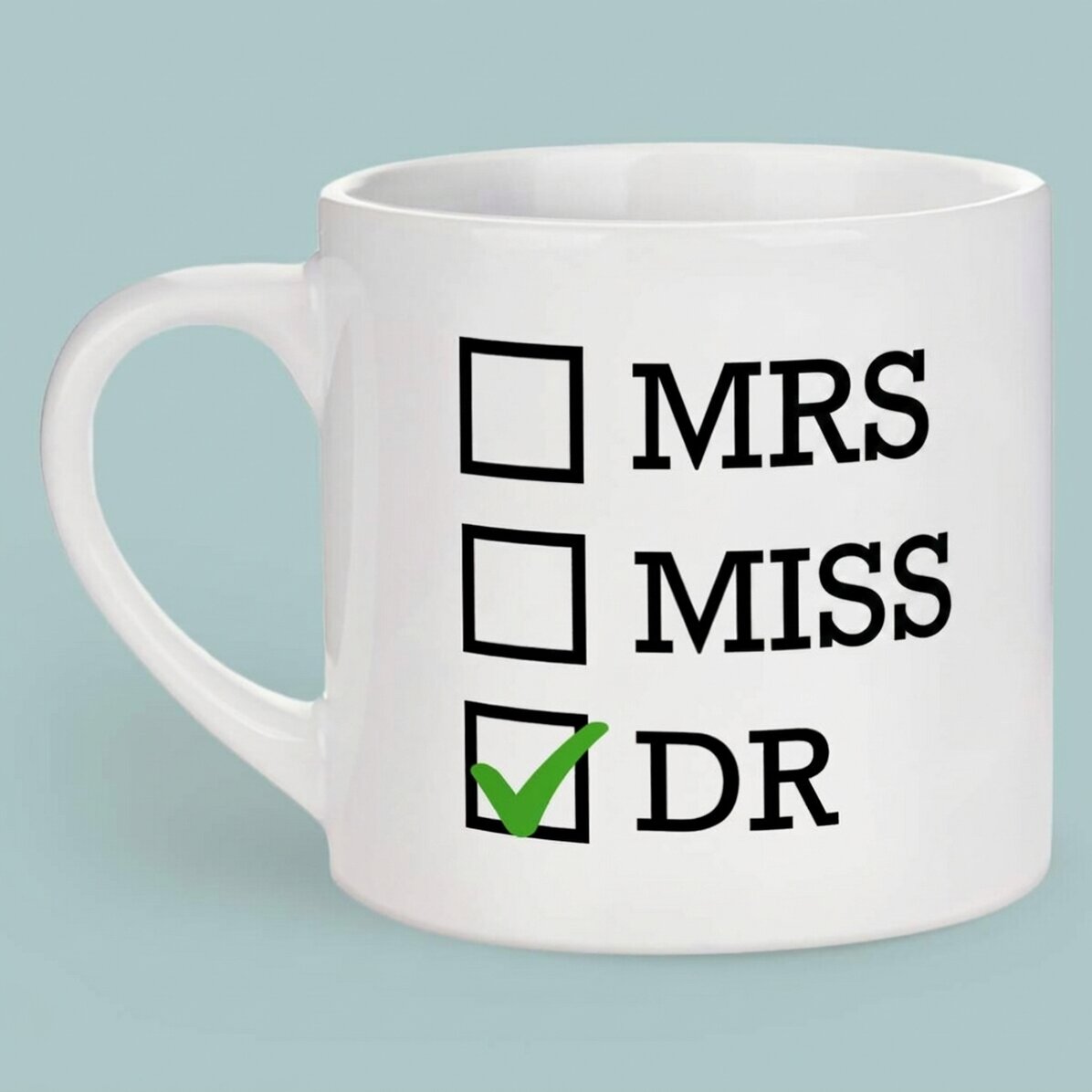 Taza de espresso personalizada con texto: «Doctor»