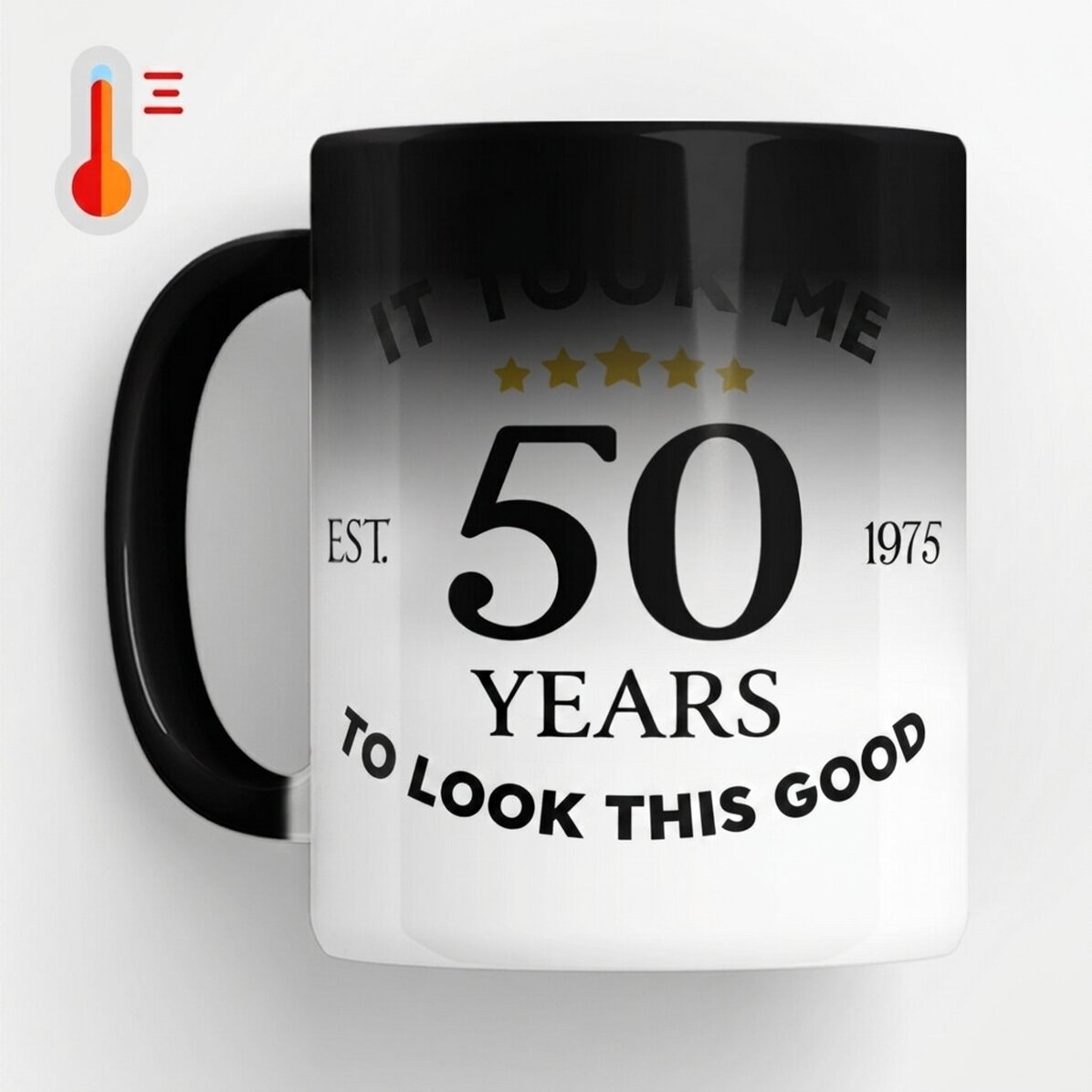 Taza termosensible personalizada con texto: «Me veo bien a mi edad»