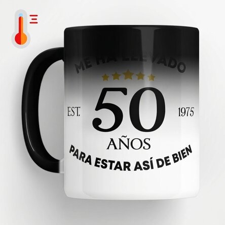 Taza termosensible personalizada con texto: «Me veo bien a mi edad»