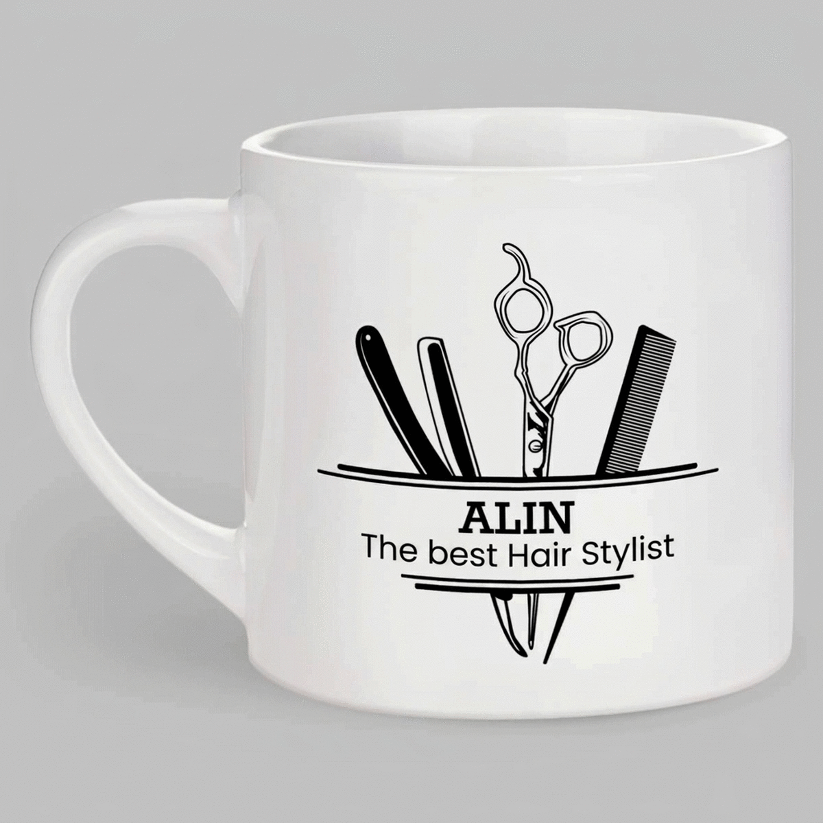 Taza de espresso personalizada con texto - Peluquero