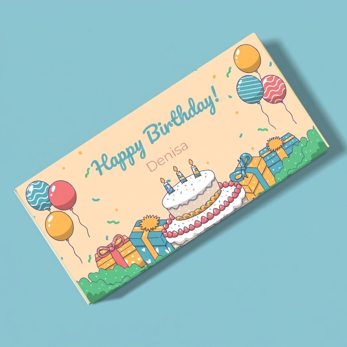 Chocolate personalizado con mensaje - Fiesta de cumpleaños