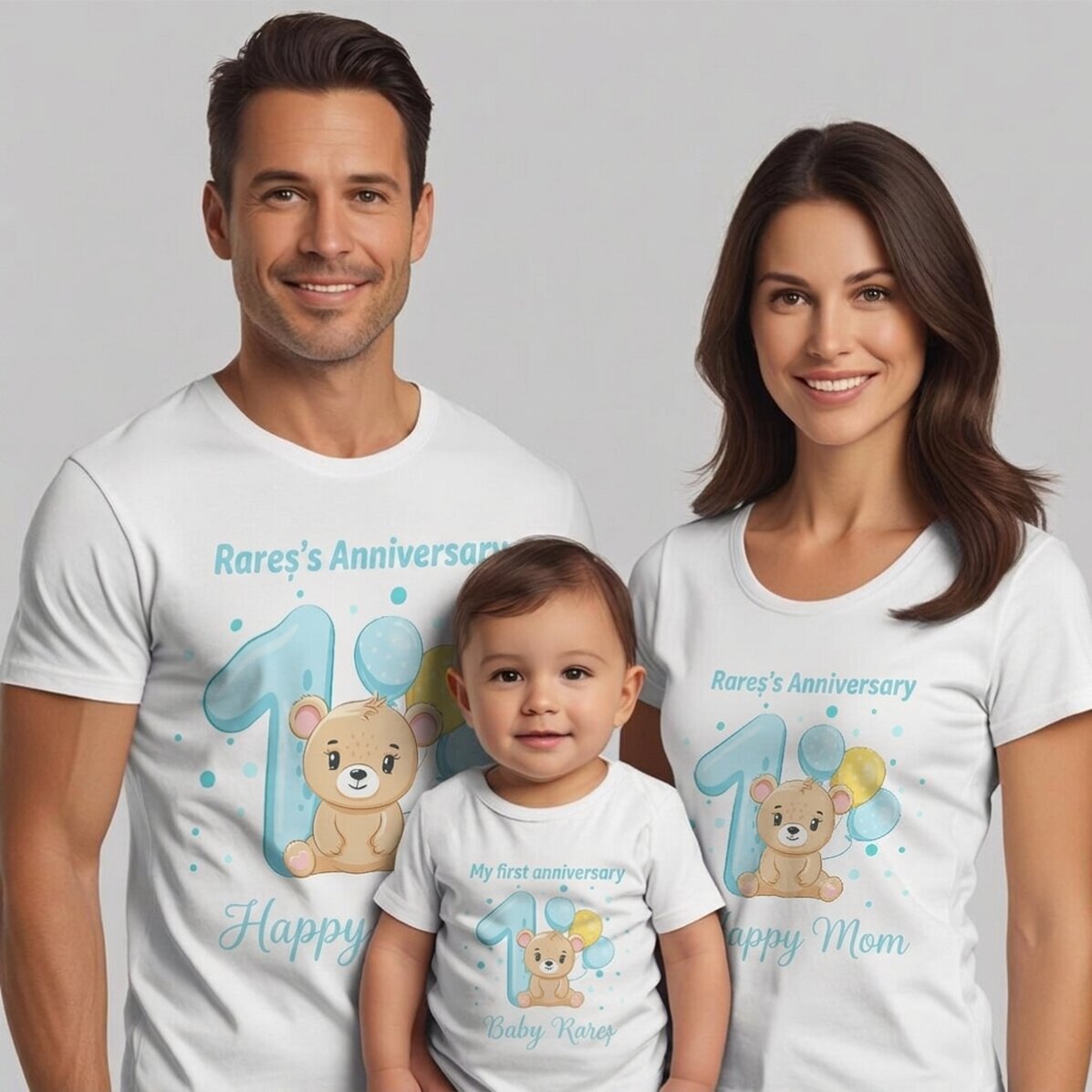 Camiseta de algodón personalizada para niños/adultos - Primer cumpleaños