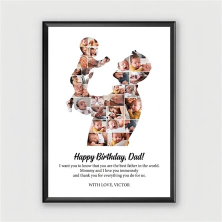 Cuadro personalizado con texto y 29 fotos - Papá y bebé