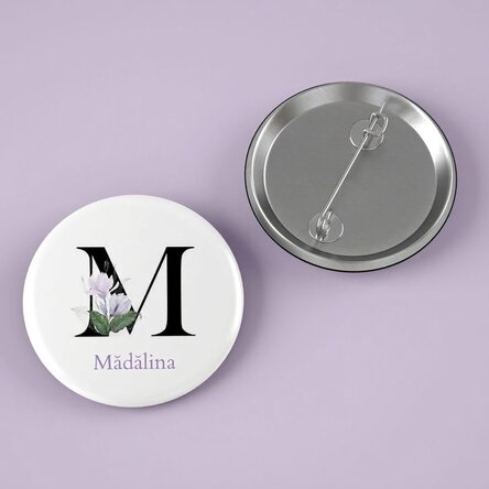Chapa personalizada con nombre e inicial - Floral