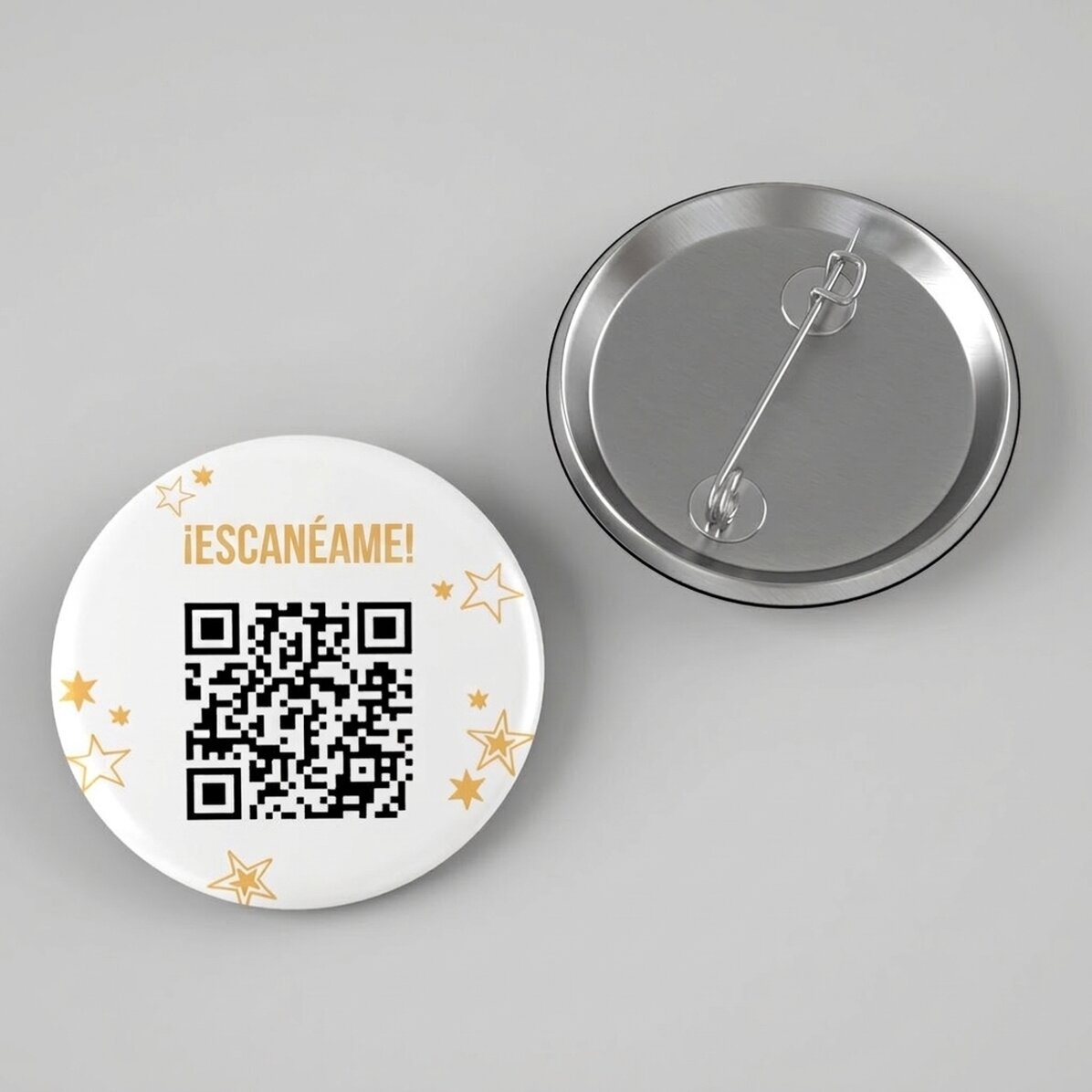 Chapa personalizada con texto y código QR