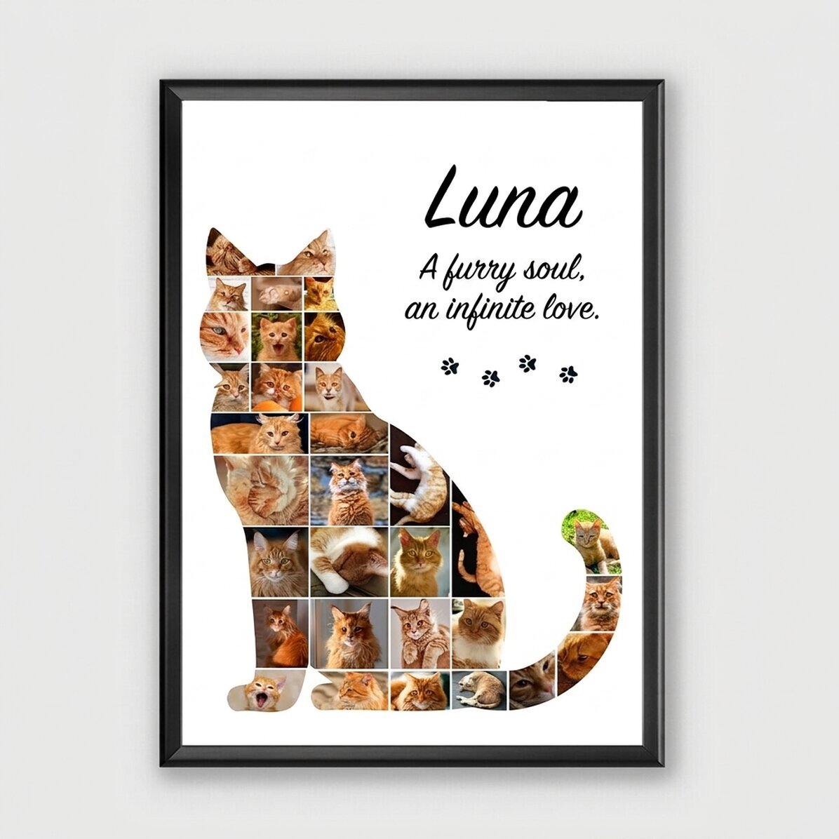 Cuadro personalizado con 32 fotos y texto - Gato