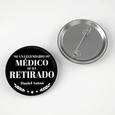 Chapa personalizada con mensaje para jubilados