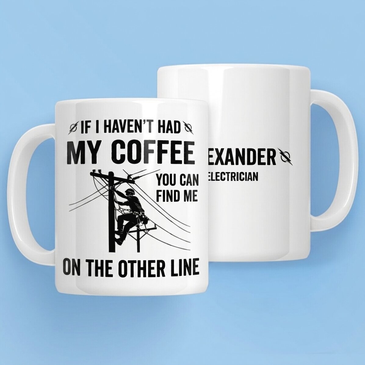 Taza personalizada con texto para electricistas - Alta tensión