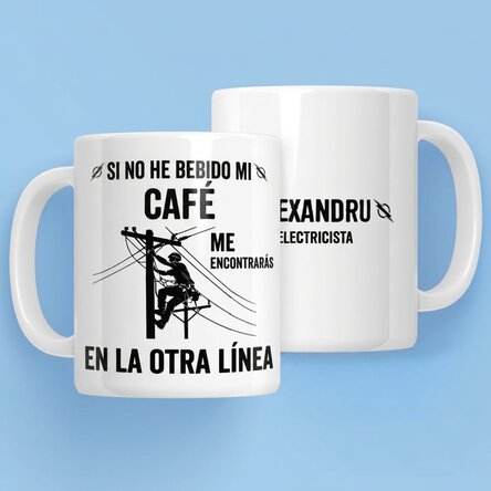 Taza personalizada con texto para electricistas - Alta tensión