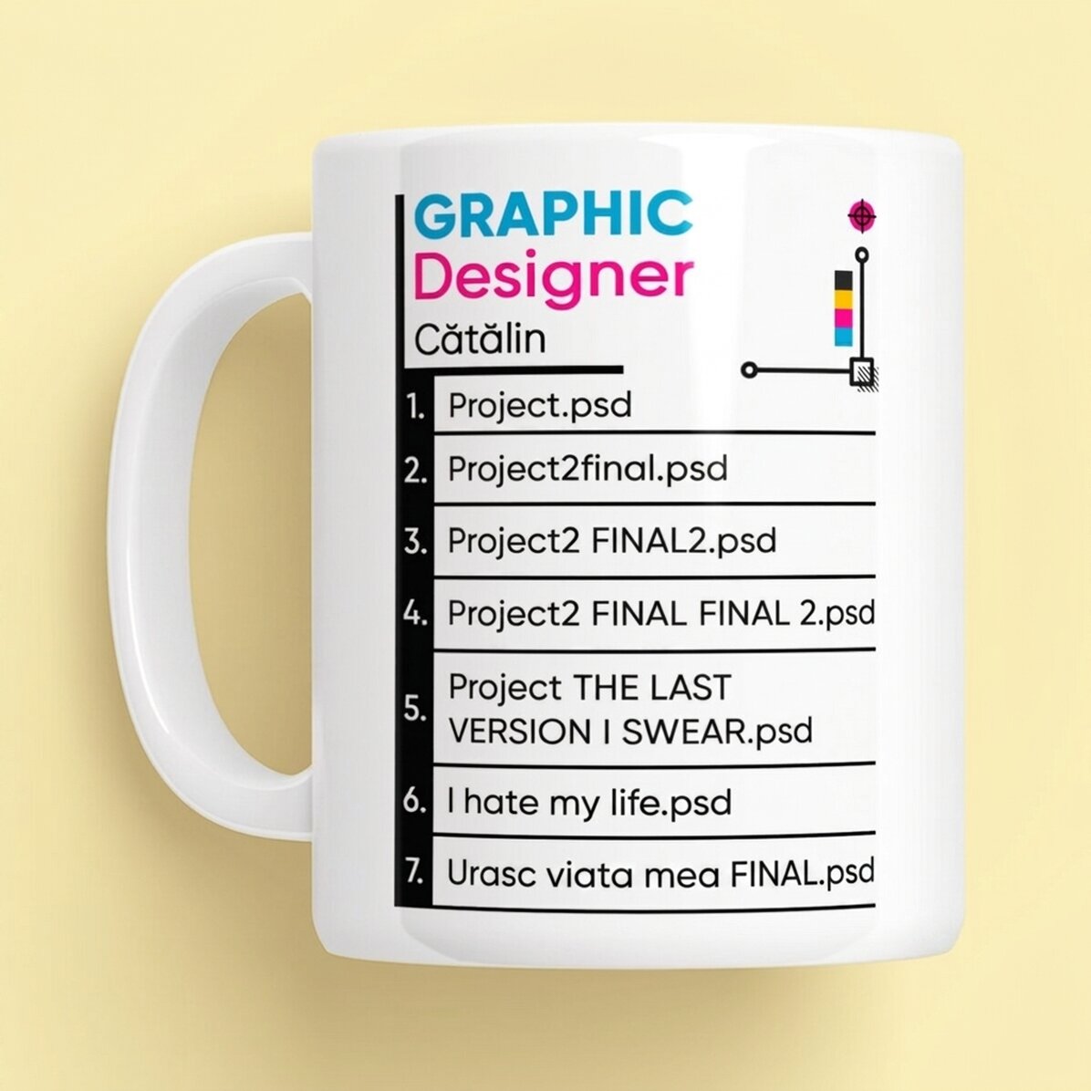 Taza personalizada con texto - Diseñador gráfico