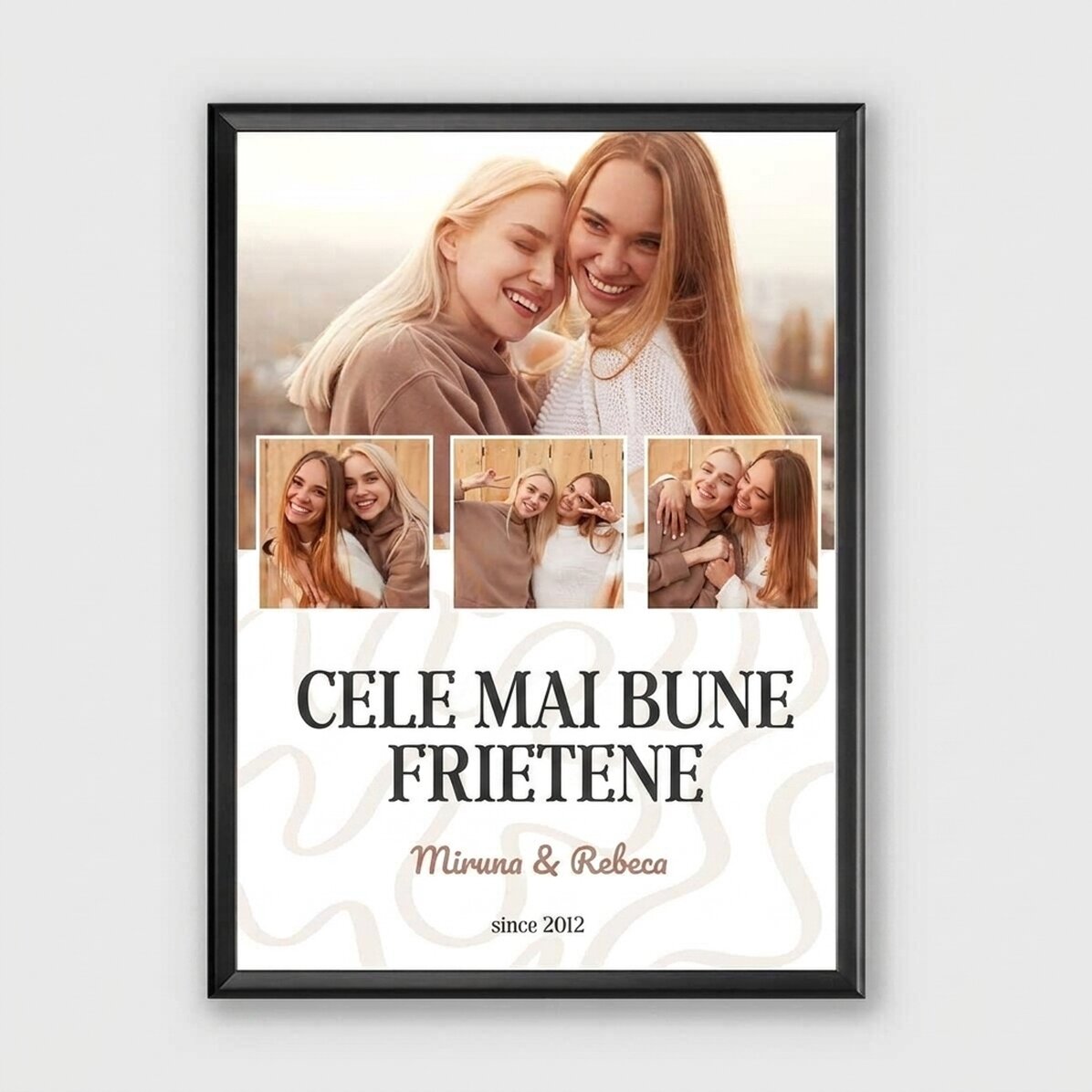 Cuadro personalizado con 4 fotos y texto - Earthy waves
