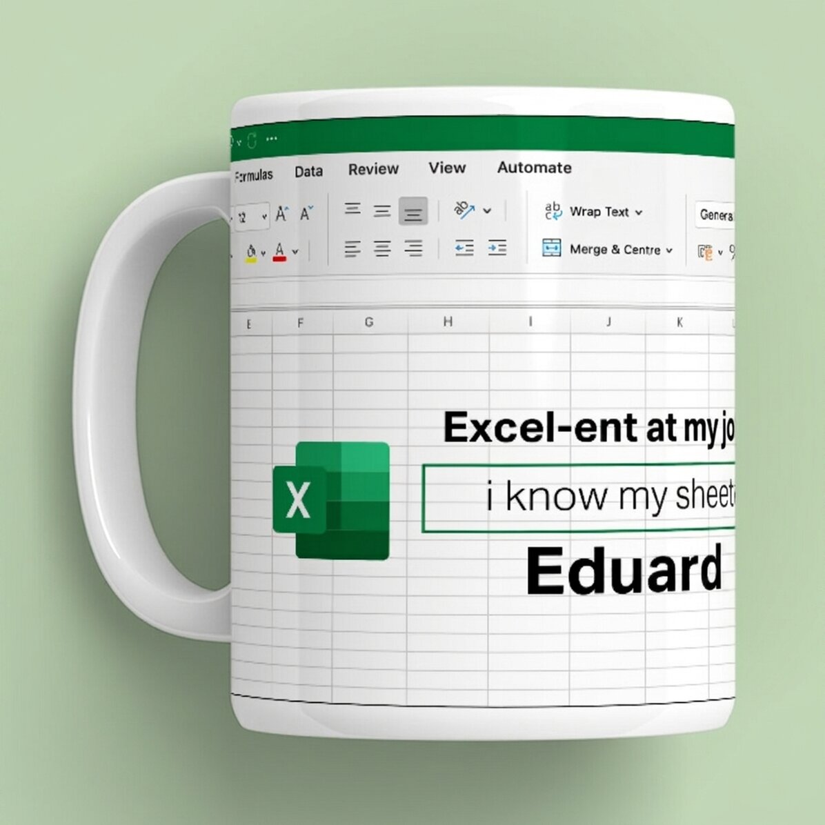Taza personalizada con texto - Excel