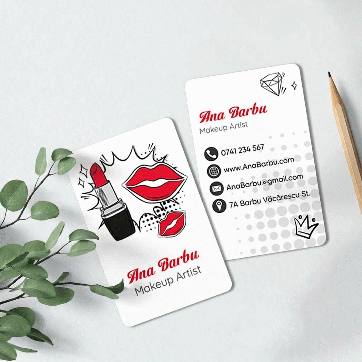 Tarjeta de visita de aluminio personalizada a doble cara con mensaje - Maquilladora